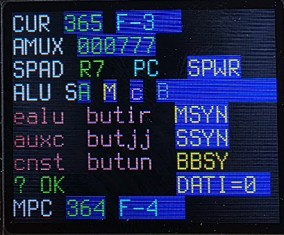 The km11 replica at F-3, showing the incorrect value from the AMUX