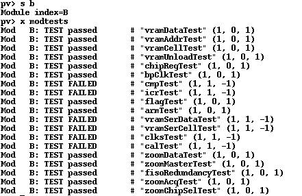 Initial test results, 6 failures