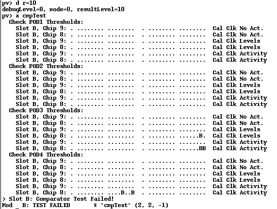 cmdTest results with result level set to 10