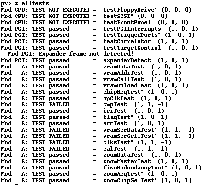 The initial set of test failures